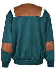 Spliced Vegan Leather Hidden Placket Jacket