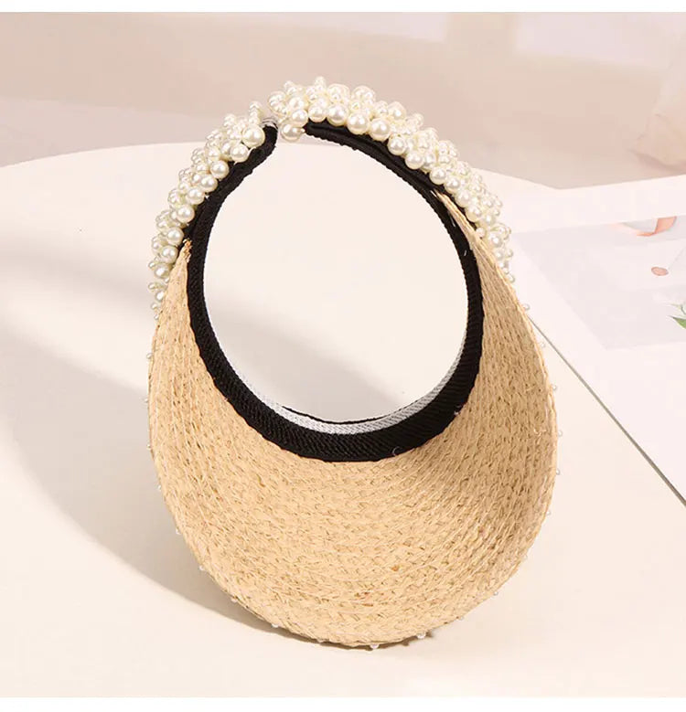 Pearl Headband Straw Hat