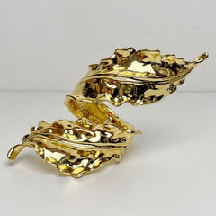 Retro Metal Leaf Spiral Open Bracelet