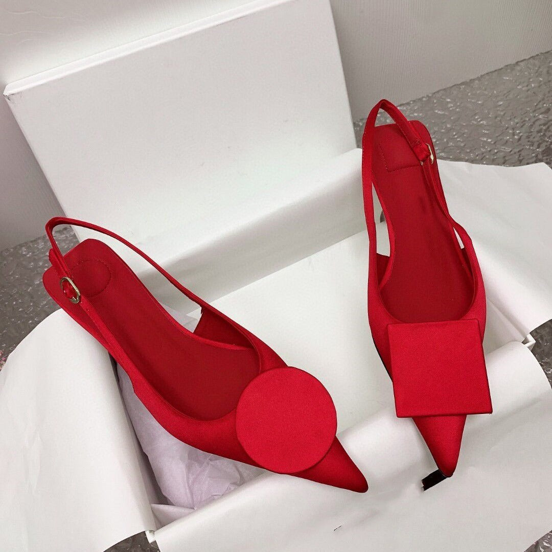 Pointed Toe Slim Heel Buckle Strap Sandals