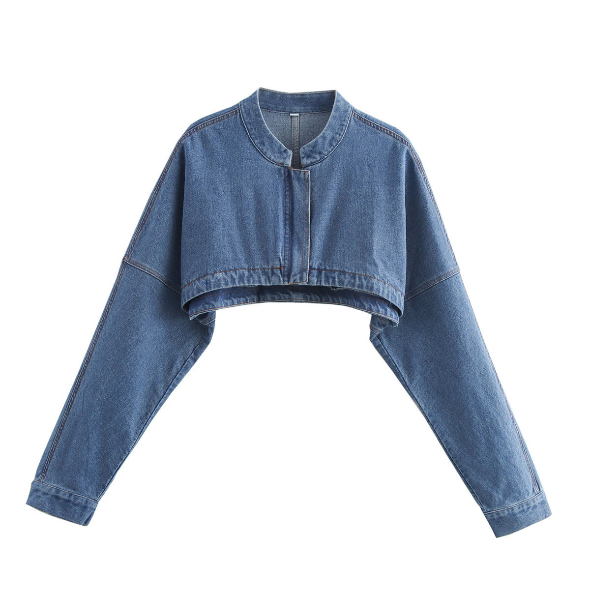 Solid Zip Up Short Denim Top