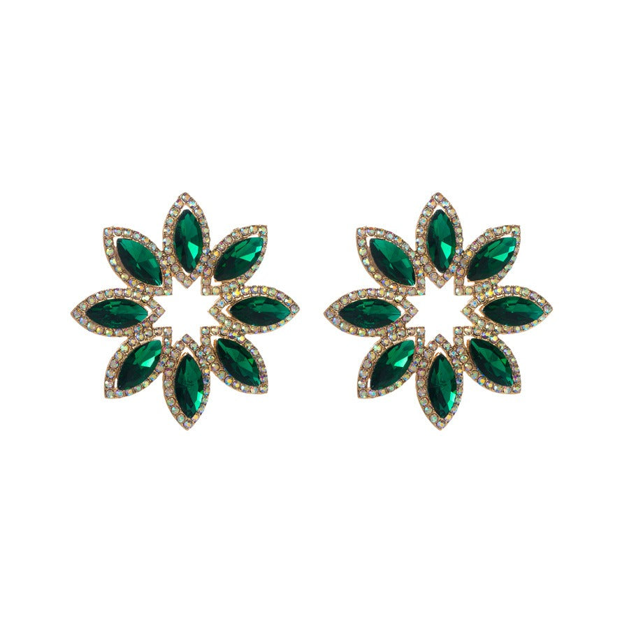 High-End Diamond Flower Earrings