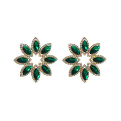 High-End Diamond Flower Earrings