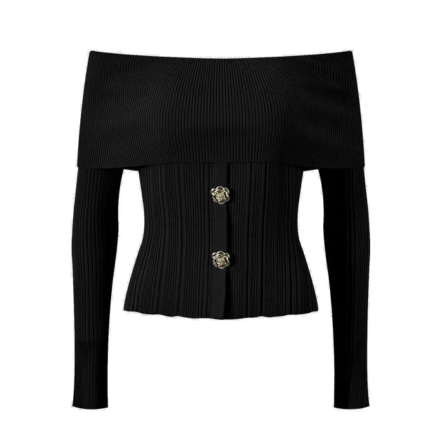 Solid Slash Neck Pullover Top