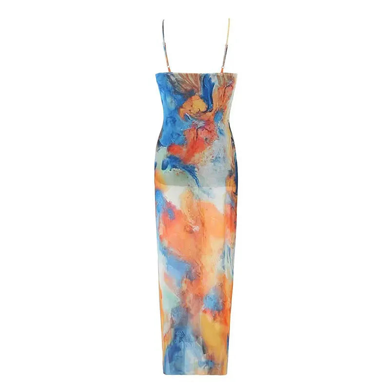 Color Blend Convertible Straps Dress