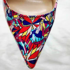 Graphic Printed Pointed-Toe Slip-On Shoes