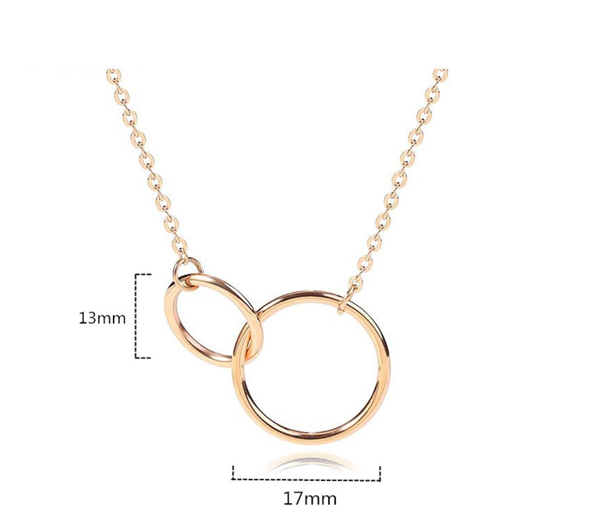 Double Ring Plated Silver Necklace