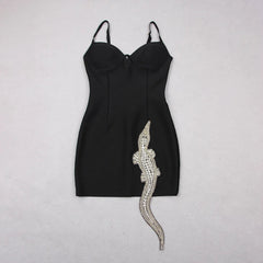 Rhinestones Animal Pattern Mini Dress