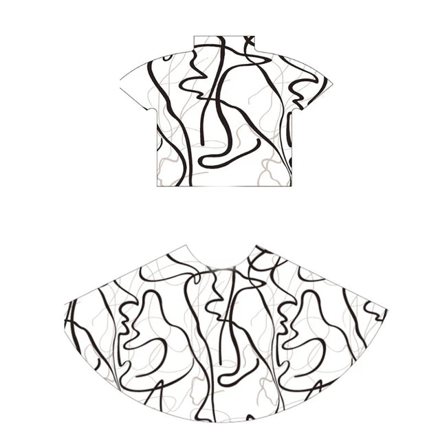 Squiggles Top+Skirt Pleated Set