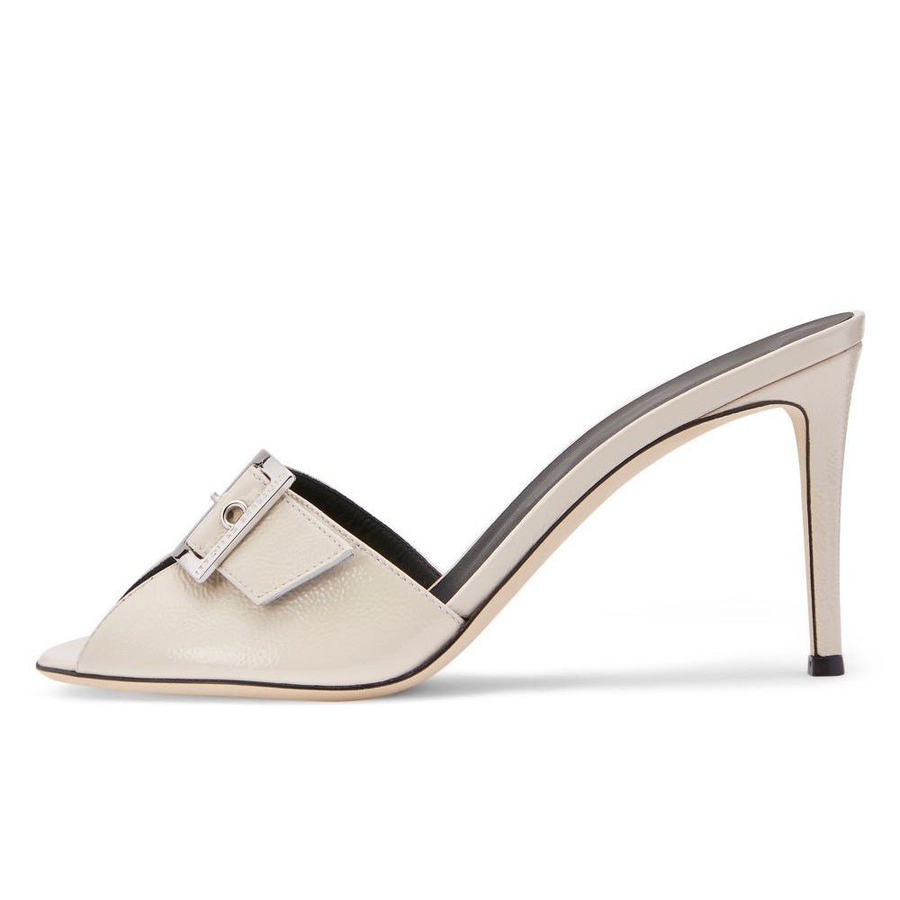 Open Toe Buckle Stiletto Mule Sandals