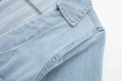 Wing Collar Denim Belted Dress
