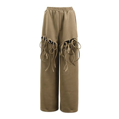 Solid Hollow Strap Hoodie + Hollow Wide Leg Pants