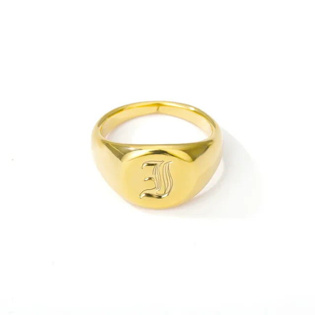 Stainless Steel A-Z Letter Initial Rings