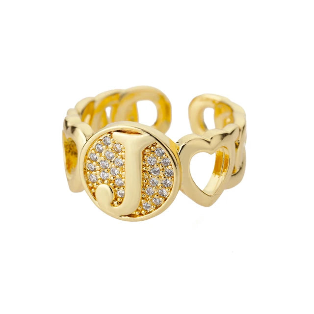 Alphabet Gold Plated Resizable Ring