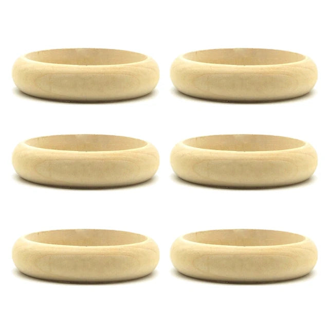 6 Pieces Blank Wood DIY Painting Bangle Bracelets