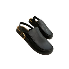 Buckle Strap Big Head Leather Slippers