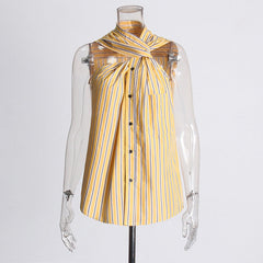 Twisted Stripe Polo Top