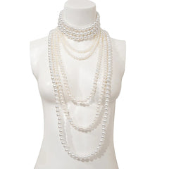 Elegant Multi-Layer Long Faux Pearl Necklace