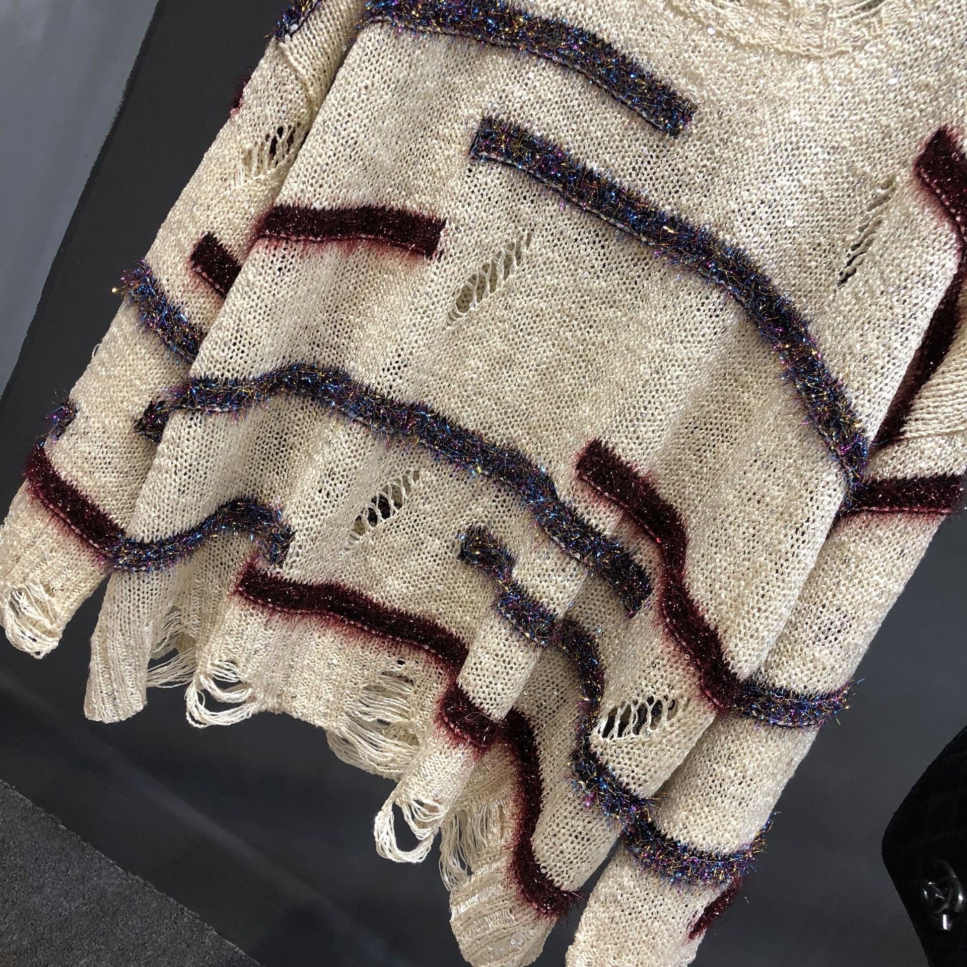 Glitzy Distressed Knitted Sweater
