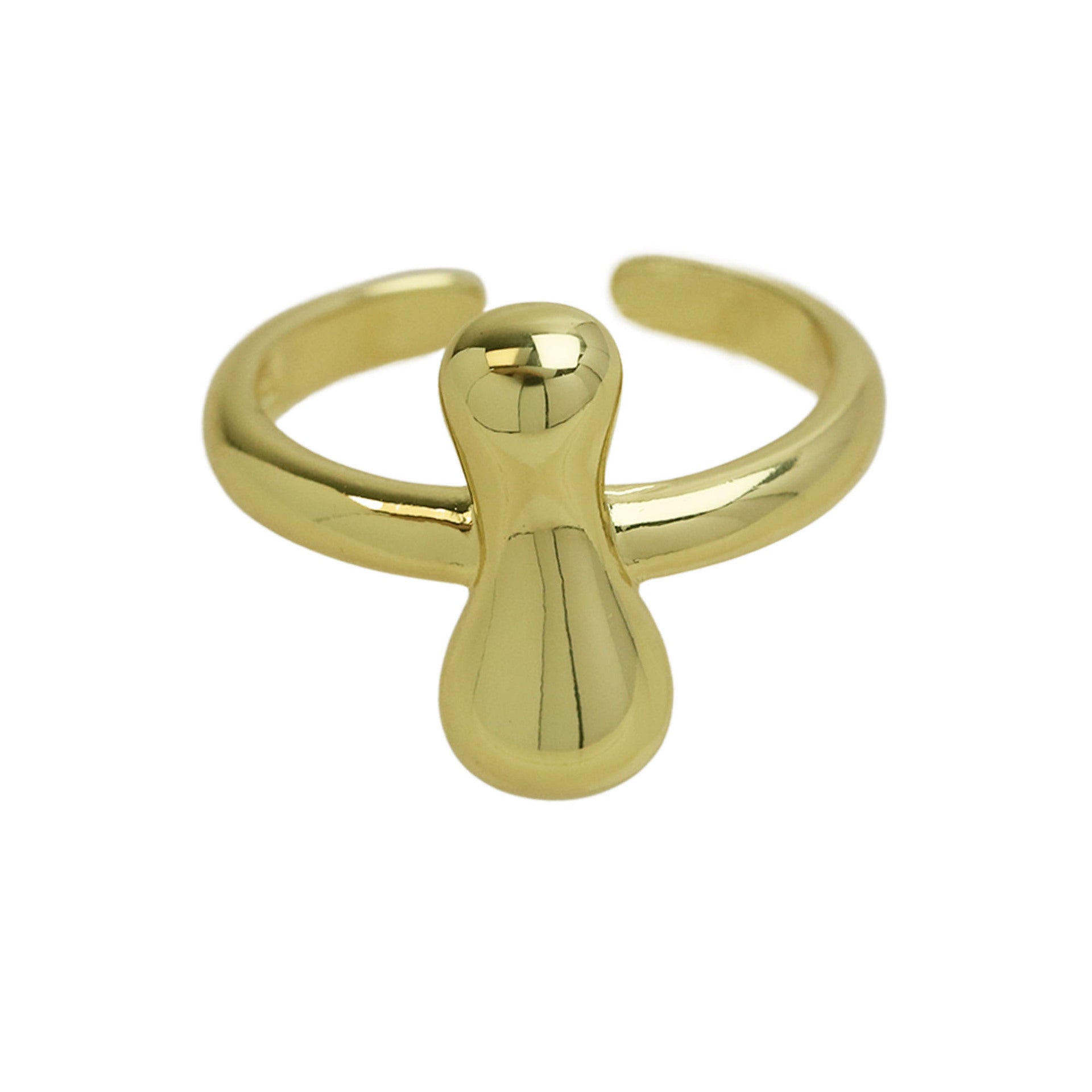 Golden Smooth Bubble Balloon Chubby Alphabet Ring