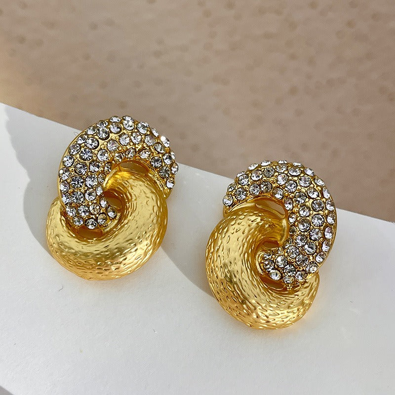 Diamond Gold Entangled Knot Earrings