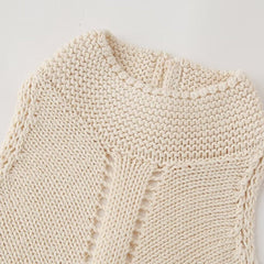 Solid Hollow Knitted Hanging Neck Top