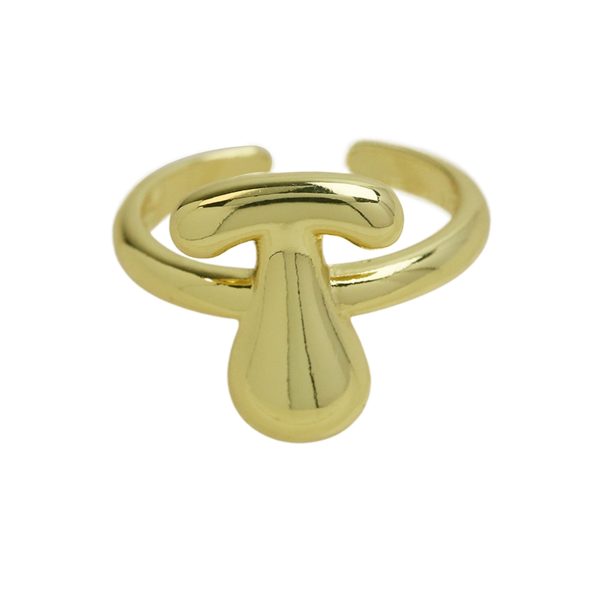 Golden Smooth Bubble Balloon Chubby Alphabet Ring