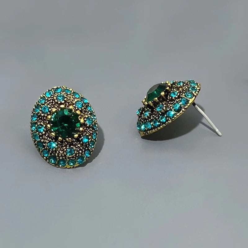 Vintage Metal Glass Post Earrings