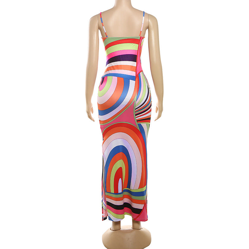 Color Block Slim Maxi Dress