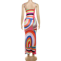 Color Block Slim Maxi Dress