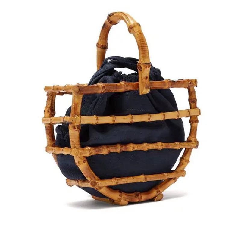 Handmade Tassel Bamboo Knot Bucket Handbag