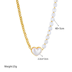 White Heart Bead Chain Necklace