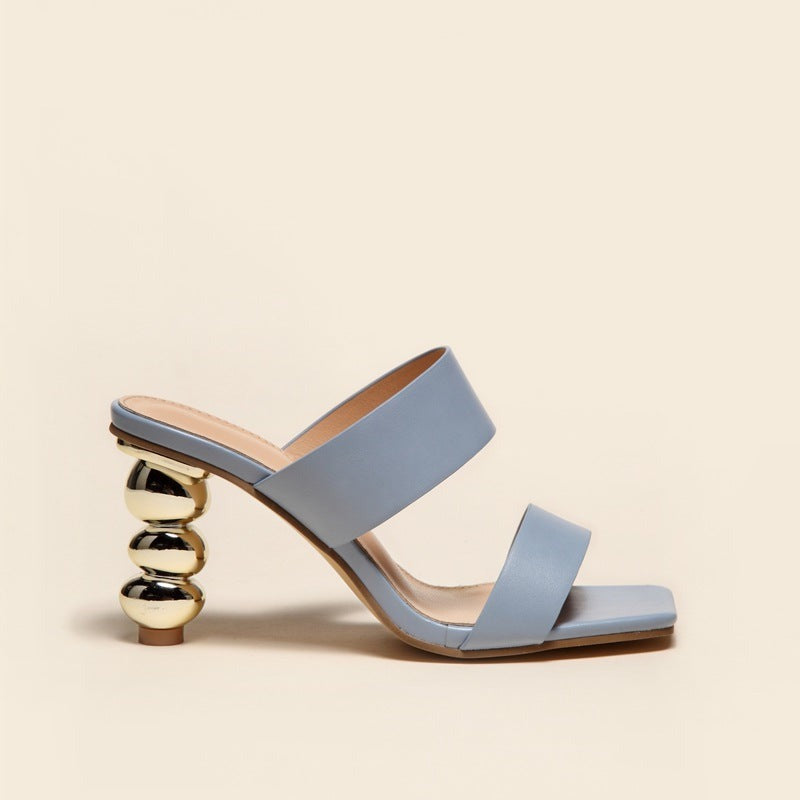 Metallic Bubble Heels Sandals