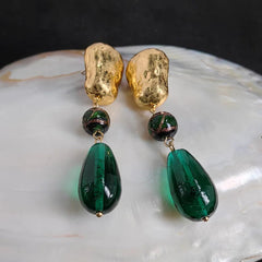 Silver Needle Glass Vintage Stud Earrings