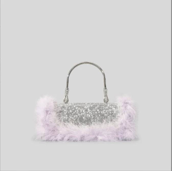 Fur Diamond Clutch Bag