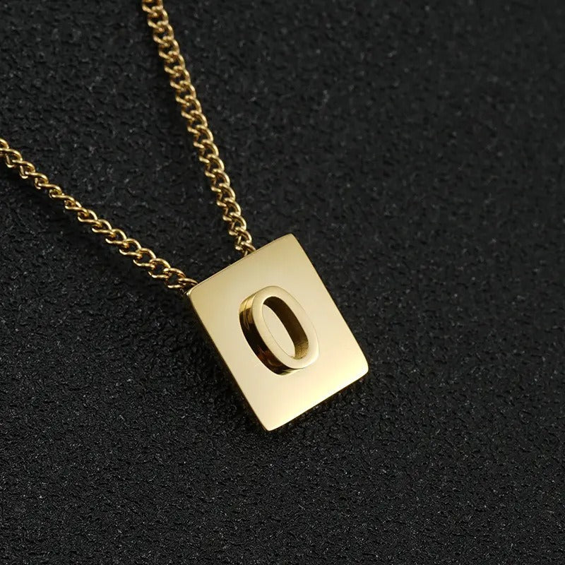 Stainless Steel Square Letter Necklace