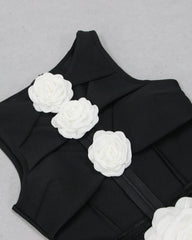 Pre Order:  Big Flower Hollow Out Bandage Dress