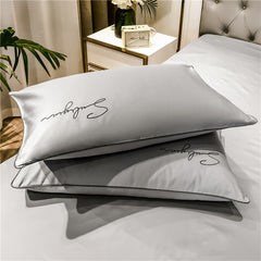 Four-piece bedding simple cotton double household bed sheet quilt cover embroidered twill comfortable bedding light grey