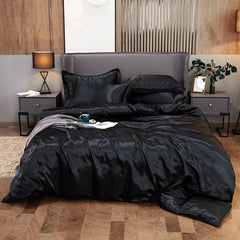 Satin Rayon Bedding Set High Quality Solid Color Bed Cover Set Single Double Twin King Size Duvet Cover Set
