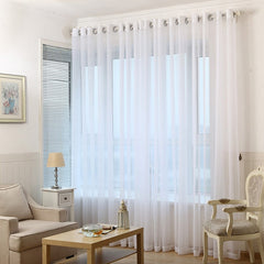 White Solid Tulle Curtains Window Screening for Bedroom Kitchen Sheer Voile Blinds Drapes Gauze Treatments Door