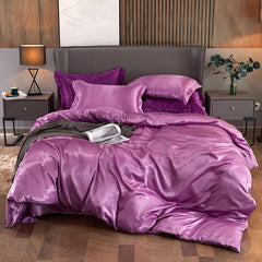 Bedding Set Solid Color Luxury Bedding Kit Rayon Satin Duvet Cover Set Twin Queen King Size Bed Set 2pcs/3pcs/4pcs