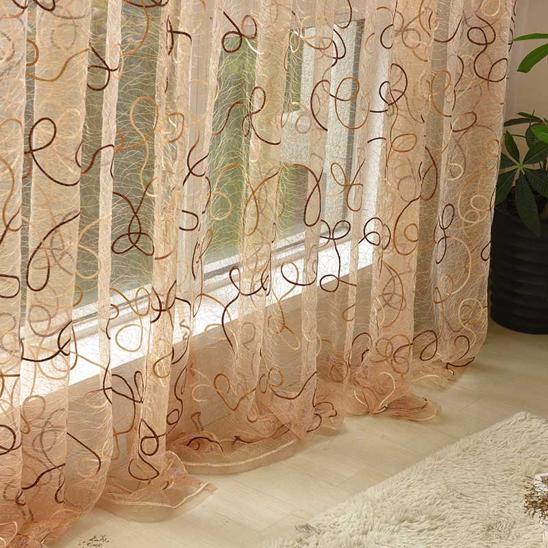 Modern Bird Nest  Embroidered  Tulle Curtains for Living Room Window Treatment Sheer Voile Curtain for Bedroom Custom Home