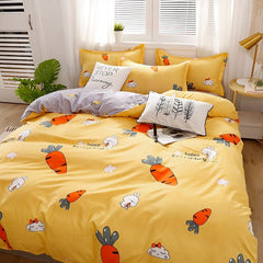 Kuup 3-4pcs Cartoon Bedding Set Duvet Cover Set Soft Bedding Printing Bed Linen Queen Size Bedding Set Fashion Design For Girl
