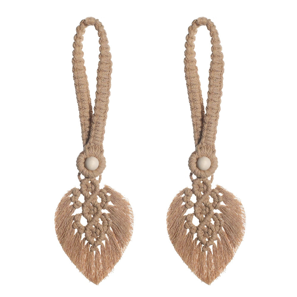 2 Pack Macrame Curtain Tiebacks Decorative Curtain With Bead Kawaii Boho Room Decor Home Living Room Decoration Gift