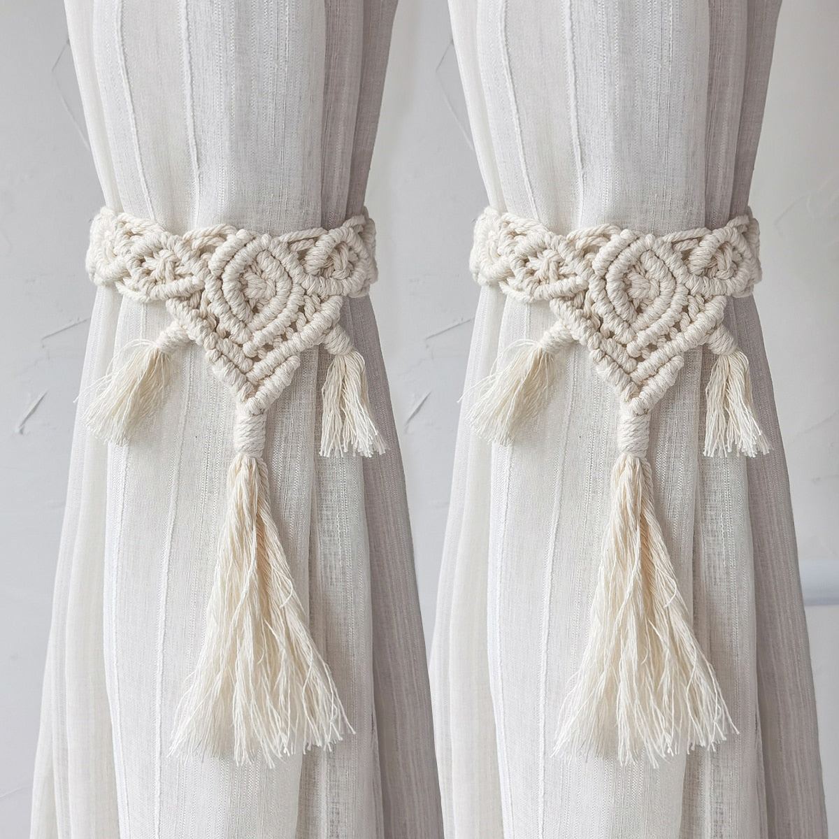 2 Pack Macrame Curtain Tiebacks Decorative Curtain With Bead Kawaii Boho Room Decor Home Living Room Decoration Gift