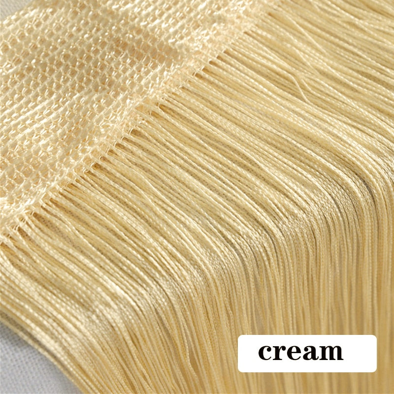 100CM X 200CM Thread Curtains Screen Ribbon String Divider Blind for Living Room Door Wall Window Panel Tassel Curtain