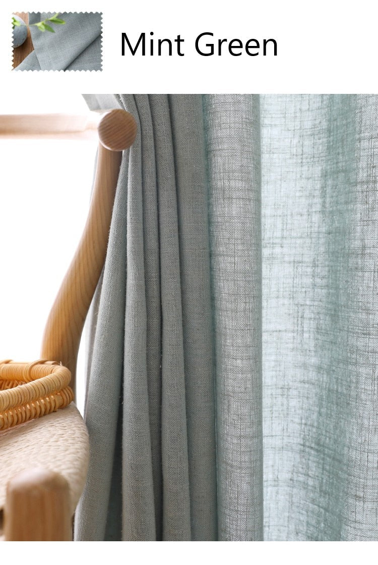 Modern cotton linen curtain yarn semi shading curtain yarn plain balcony curtain yarn custom living room yarn decoration curtain