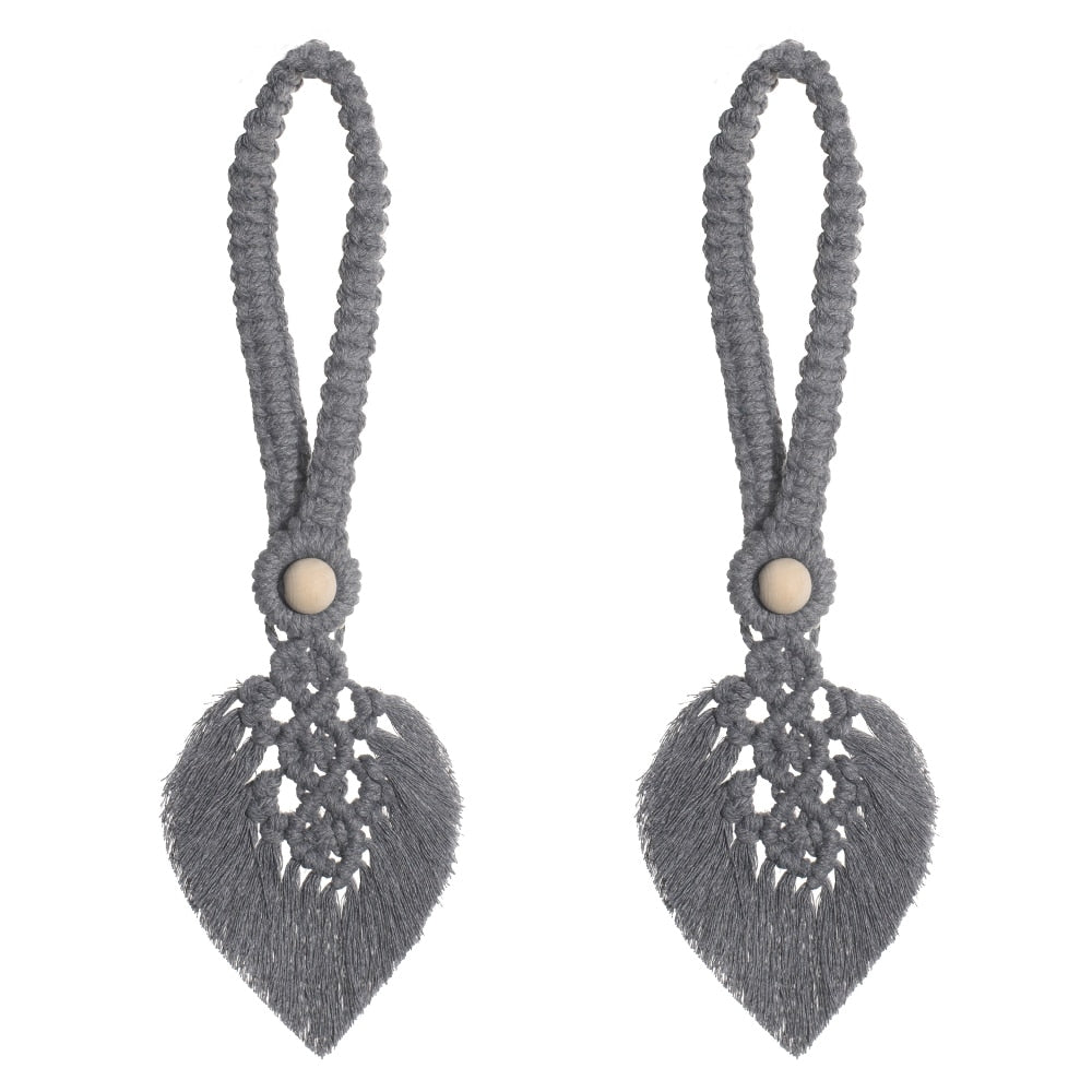 2 Pack Macrame Curtain Tiebacks Decorative Curtain With Bead Kawaii Boho Room Decor Home Living Room Decoration Gift