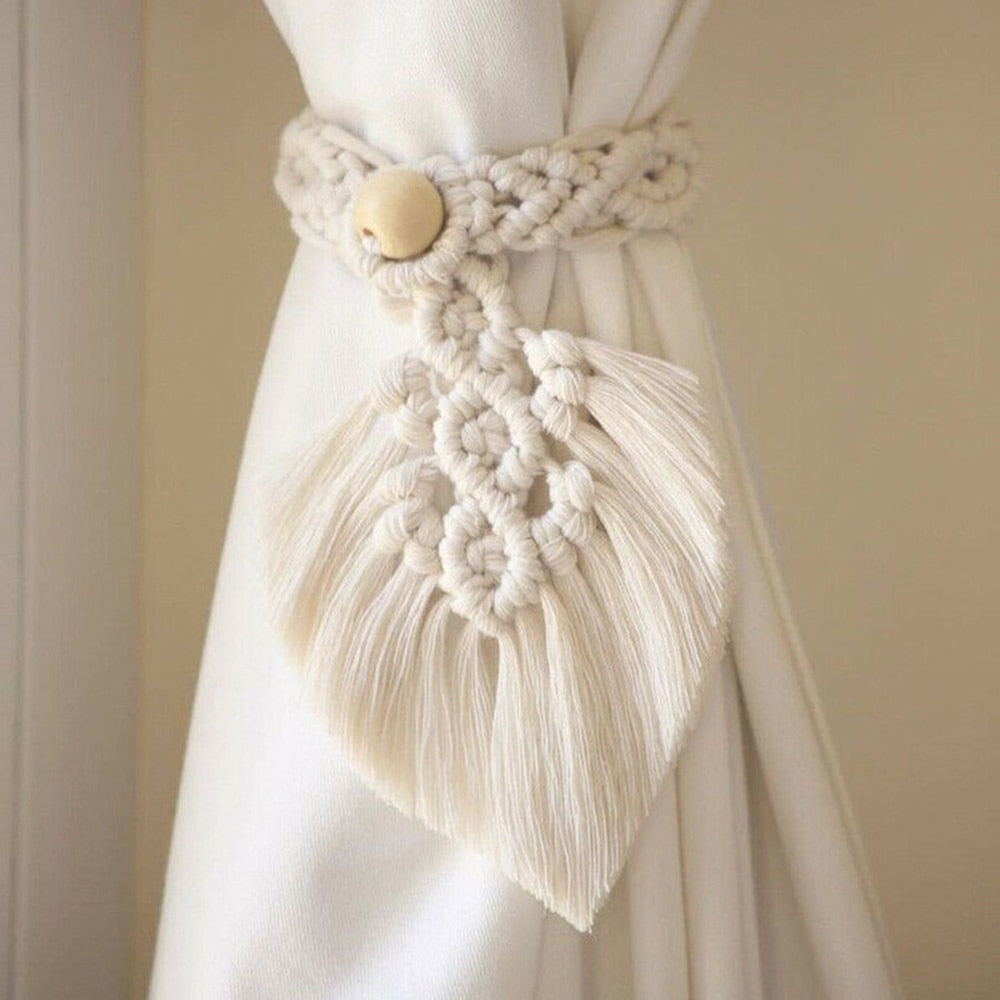 2 Pack Macrame Curtain Tiebacks Decorative Curtain With Bead Kawaii Boho Room Decor Home Living Room Decoration Gift