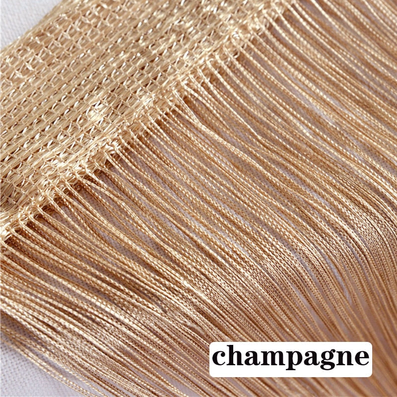 100CM X 200CM Thread Curtains Screen Ribbon String Divider Blind for Living Room Door Wall Window Panel Tassel Curtain